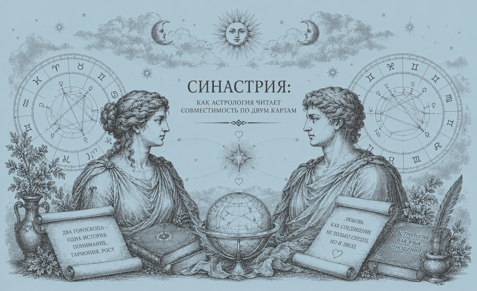 Синастрия: как астрология читает совместимость по двум картам