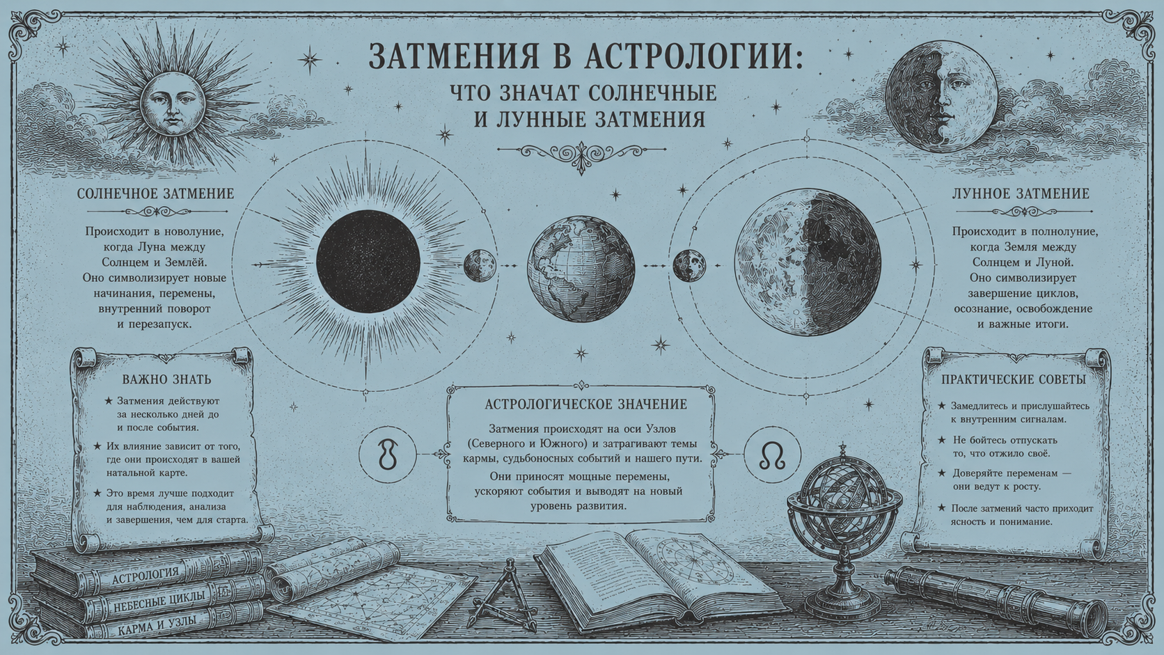 Затмения в астрологии: что значат солнечные и лунные затмения